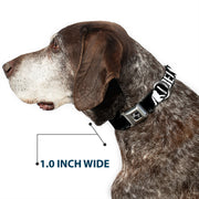 Dog Bone Seatbelt Buckle Collar - Bigfoot Silhouette I BELIEVE Black/Gray/White