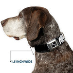 Dog Bone Seatbelt Buckle Collar - Bigfoot Silhouette I BELIEVE Black/Gray/White