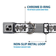 Dog Bone Seatbelt Buckle Collar - BD Logo/American Stripe Flag White/Black