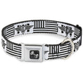 Load image into Gallery viewer, Dog Bone Seatbelt Buckle Collar - BD Logo/American Stripe Flag White/Black
