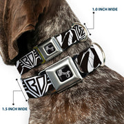 Dog Bone Seatbelt Buckle Collar - BD Logo/BUCKLE-DOWN Script Black/White