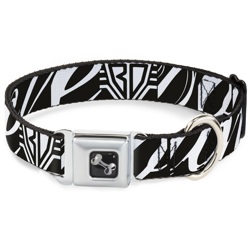 Dog Bone Seatbelt Buckle Collar - BD Logo/BUCKLE-DOWN Script Black/White