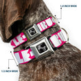 Load image into Gallery viewer, Dog Bone Seatbelt Buckle Collar - BUCKLE-DOWN Shapes Hot Pink/White
