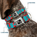 Dog Bone Seatbelt Buckle Collar - BUCKLE-DOWN Shapes Red/Dot Turquoise/White