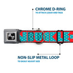 Dog Bone Seatbelt Buckle Collar - BUCKLE-DOWN Shapes Red/Dot Turquoise/White