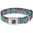 Load image into Gallery viewer, Dog Bone Seatbelt Buckle Collar - BUCKLE-DOWN Shapes Red/Dot Turquoise/White
