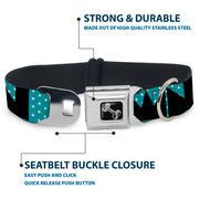 Dog Bone Seatbelt Buckle Collar - BUCKLE-DOWN Shapes Dot Turquoise/White/Black