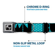 Dog Bone Seatbelt Buckle Collar - BUCKLE-DOWN Shapes Dot Turquoise/White/Black
