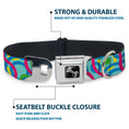Load image into Gallery viewer, Dog Bone Seatbelt Buckle Collar - Bullseye Stacked Swirl Blues/Green/Yellow/Pink

