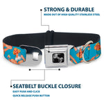 Dog Bone Seatbelt Buckle Collar - Blonde Pin Up Girl Bright Blue