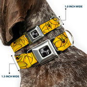Dog Bone Seatbelt Buckle Collar - Bananas Stacked Cartoon Yellows
