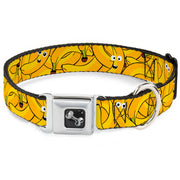 Dog Bone Seatbelt Buckle Collar - Bananas Stacked Cartoon Yellows