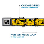 Dog Bone Seatbelt Buckle Collar - Bananas Stacked Cartoon Black//Yellows