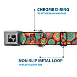 Dog Bone Seatbelt Buckle Collar - Boho Mandala Burgundy/Yellow/Turquoise/Orange