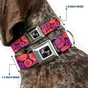 Dog Bone Seatbelt Buckle Collar - Boho Mandala Purples/Oranges/Pinks