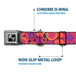 Dog Bone Seatbelt Buckle Collar - Boho Mandala Purples/Oranges/Pinks