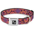 Load image into Gallery viewer, Dog Bone Seatbelt Buckle Collar - Boho Mandala Purples/Oranges/Pinks
