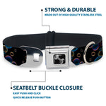 Dog Bone Seatbelt Buckle Collar - Bubbles Black/Iridescent Multi Color
