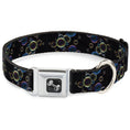 Load image into Gallery viewer, Dog Bone Seatbelt Buckle Collar - Bubbles Black/Iridescent Multi Color
