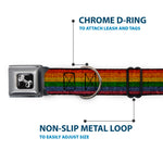 Dog Bone Black/Silver Seatbelt Buckle Collar - Burlap Texture Rainbow