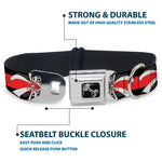 Dog Bone Seatbelt Buckle Collar - Corset Lace Up w/Bow Black/Red