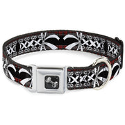 Dog Bone Seatbelt Buckle Collar - Corset Lace Up w/Bow Red Plaid/Black