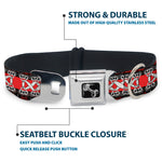 Dog Bone Seatbelt Buckle Collar - Corset Lace Up w/Bow Red Plaid/Red