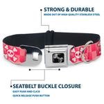 Dog Bone Seatbelt Buckle Collar - Cute Skulls w/Checkers Pinks/White