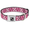Load image into Gallery viewer, Dog Bone Seatbelt Buckle Collar - Cute Skulls w/Checkers Pinks/White
