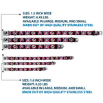 Dog Bone Seatbelt Buckle Collar - Cute Skulls w/Hearts