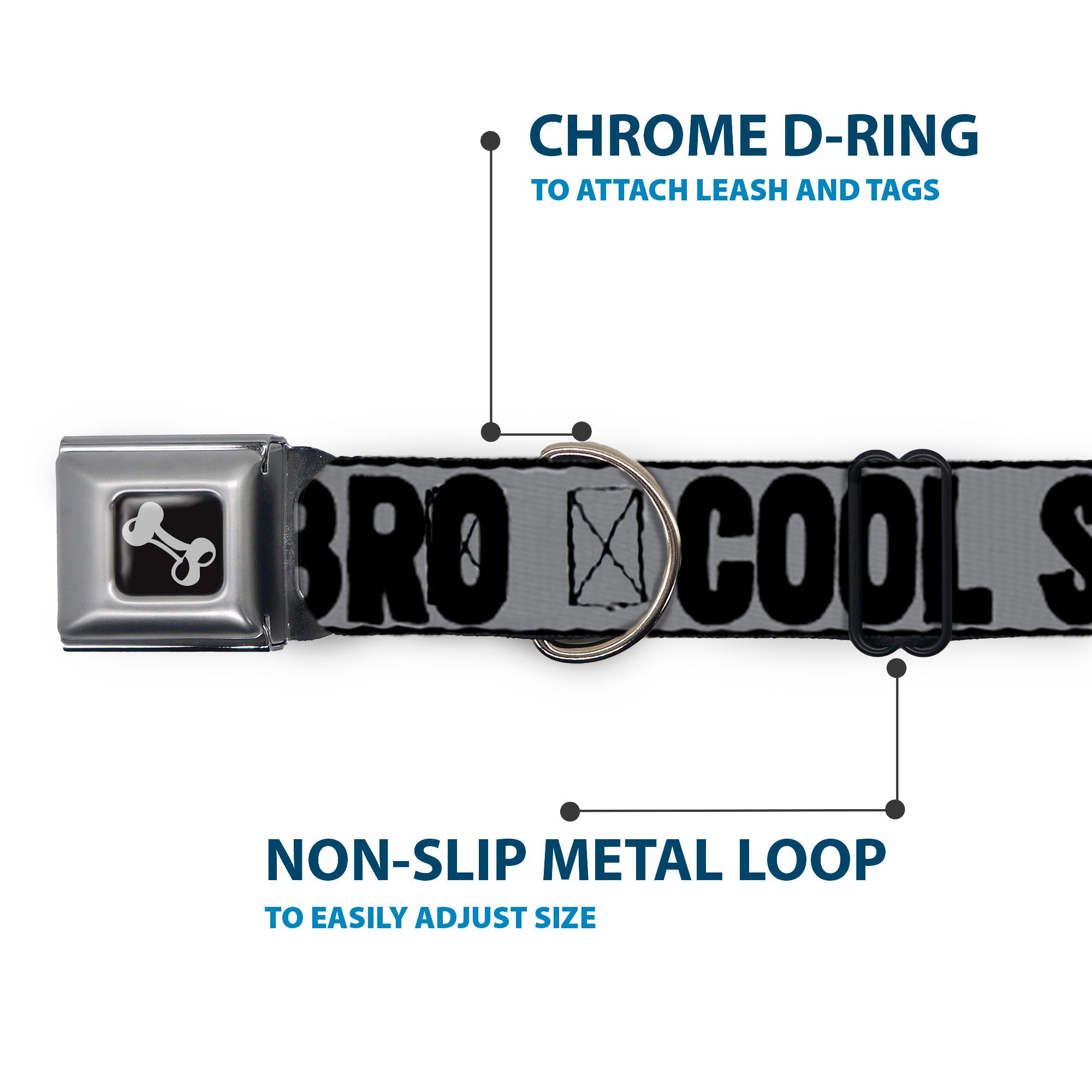 Dog Bone Seatbelt Buckle Collar - COOL STORY BRO Gray/Black