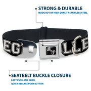 Dog Bone Seatbelt Buckle Collar - COLLEGE Black/White
