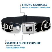 Dog Bone Seatbelt Buckle Collar - COMPTON-CPT Black/White