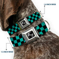 Load image into Gallery viewer, Dog Bone Seatbelt Buckle Collar - Checker Black/Teal
