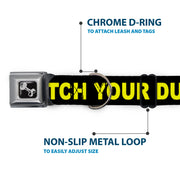Dog Bone Seatbelt Buckle Collar - CAUTION WATCH YOUR DUBSTEP Black/Yellow