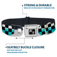 Load image into Gallery viewer, Dog Bone Seatbelt Buckle Collar - Checker Black/Ombre Turquoise
