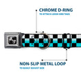 Load image into Gallery viewer, Dog Bone Seatbelt Buckle Collar - Checker Black/Ombre Turquoise
