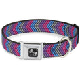 Load image into Gallery viewer, Dog Bone Seatbelt Buckle Collar - Chevron Weave Gray/Lavender/Pink/Baby Blue
