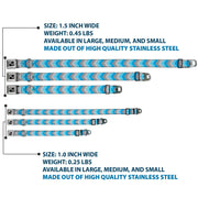 Dog Bone Seatbelt Buckle Collar - Chevron Weave Grays/Blues