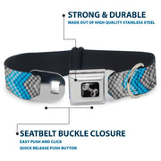 Dog Bone Seatbelt Buckle Collar - Chevron Weave Grays/Blues