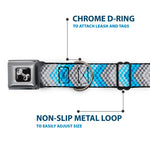 Dog Bone Seatbelt Buckle Collar - Chevron Weave Grays/Blues