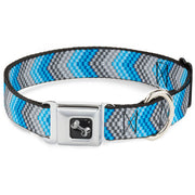 Dog Bone Seatbelt Buckle Collar - Chevron Weave Grays/Blues