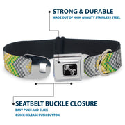 Dog Bone Seatbelt Buckle Collar - Chevron Weave Grays/Yellow/Green