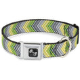 Load image into Gallery viewer, Dog Bone Seatbelt Buckle Collar - Chevron Weave Grays/Yellow/Green
