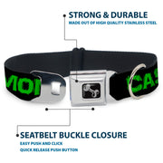Dog Bone Seatbelt Buckle Collar - CA$H MONEY Black/Green