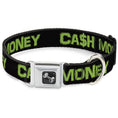 Load image into Gallery viewer, Dog Bone Seatbelt Buckle Collar - CA$H MONEY Black/Green
