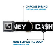 Dog Bone Seatbelt Buckle Collar - CA$H MONEY Black/White