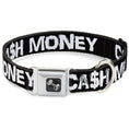 Load image into Gallery viewer, Dog Bone Seatbelt Buckle Collar - CA$H MONEY Black/White
