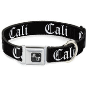 Dog Bone Seatbelt Buckle Collar - CALI Old English Black/White