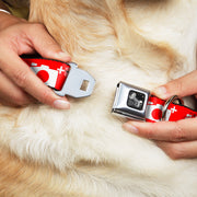 Dog Bone Seatbelt Buckle Collar - Camera Red/White